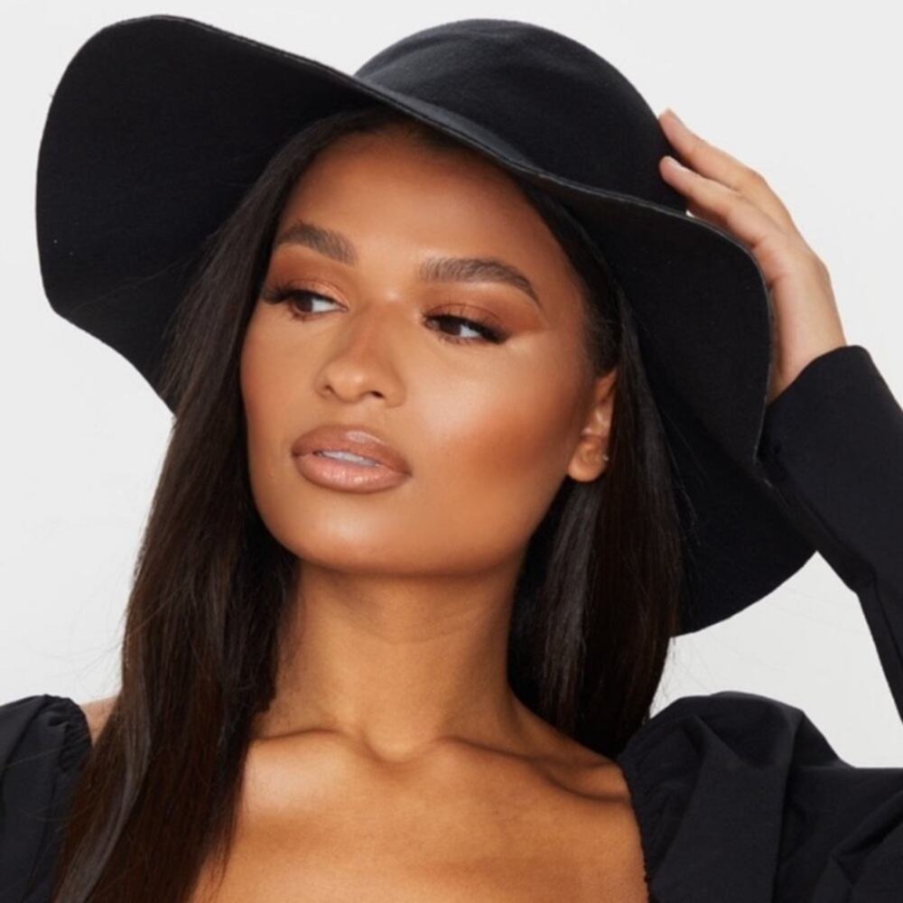 H&M Black 100% Wool Floppy Hat